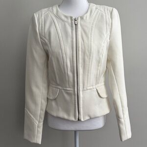 Express Cream Fitted Zip Up Blazer with Pockets size S